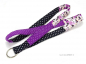 Preview: Schlüsselband lang Patchwork Stil schwarz weiss lila rosa Blumenmuster ID-card-lanyard | handmade BuntMixxDESIGN